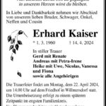 Traueranzeige Erhard Kaiser