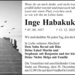 Traueranzeige Inge Habakuk
