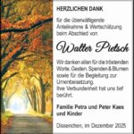 Danksagung Walter Pietsch