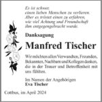 Danksagung Manfred Tischer