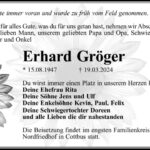 Traueranzeige Erhard Gröger