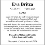 Danksagung Eva Britza