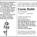 Traueranzeige Gisela Holdt, geb. Oberbuchner