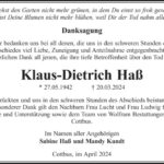 Danksagung Klaus-Dietrich Haß
