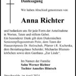 Danksagung Anna Richter