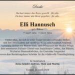 Danksagung Elli Hannusch, geb. Ruben