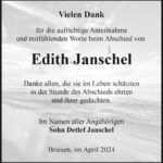 Traueranzeige Edith Janschel