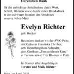 Danksagung Evelyn Richter, geb. Becker