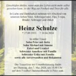 Traueranzeige Heinz Schulze