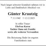 Traueranzeige Günter Krautzig