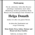 Danksagung Helga Donath