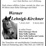 Traueranzeige Werner Lehnigk-Kirchner