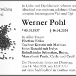 Traueranzeige Werner Pohl