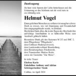 Danksagung Helmut Vogel