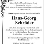 Danksagung Hans-Georg Schröder
