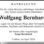 Danksagung Wolfgang Bernhardt