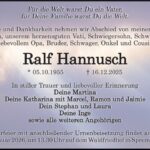 Traueranzeige Ralf Hannusch