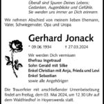 Traueranzeige Gerhard Jonack