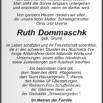 Danksagung Ruth Dommaschk, geb. Grund
