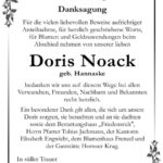 Danksagung Doris Noack, geb. Hannaske