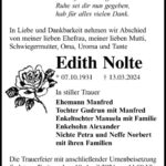 Traueranzeige Edith Nolte