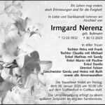 Traueranzeige Irmgard Nerenz, geb. Bullmann