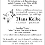 Traueranzeige Hans Kolbe