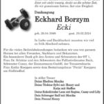 Danksagung Eckhard Borzym