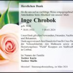 Danksagung Inge Chrobok, geb. Welk
