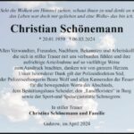 Traueranzeige Christian Schönemann