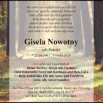 Traueranzeige Gisela Nowotny, geb. Rudolph