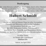 Traueranzeige Hubert Schmidt