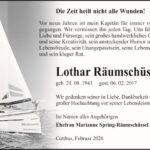 Jahresgedenken Lothar Räumschüssel
