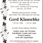 Traueranzeige Gerd Klauschke