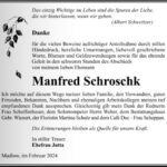 Danksagung Manfred Schroschk