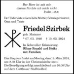 Traueranzeige Friedel Szirbek, geb. Matzner