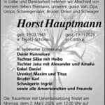 Traueranzeige Horst Hauptmann