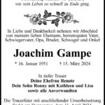 Traueranzeige Joachim Gampe