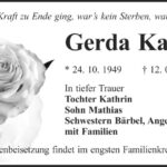 Traueranzeige Gerda Kalisch