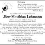 Danksagung Jörn-Matthias Lehmann