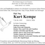 Traueranzeige Kurt Kempe