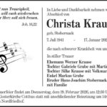 Traueranzeige Christa Krause