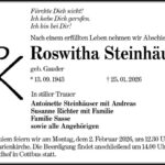 Traueranzeige Roswitha Steinhäuser, geb. Gauder