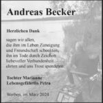 Traueranzeige Andreas Becker