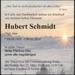 Traueranzeige Dipl.-Met. Hubert Schmidt