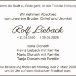 Traueranzeige Rolf Lieback