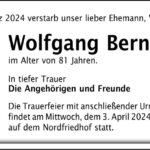 Traueranzeige Wolfgang Bernhardt