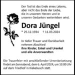 Traueranzeige Dora Jüngel