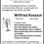 Traueranzeige Willfried Kossack