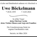 Traueranzeige Uwe Böckelmann